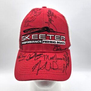 SKEETER Fishing Boats 10 Signed Autographs Adjustable Red White Ball Hat Cap